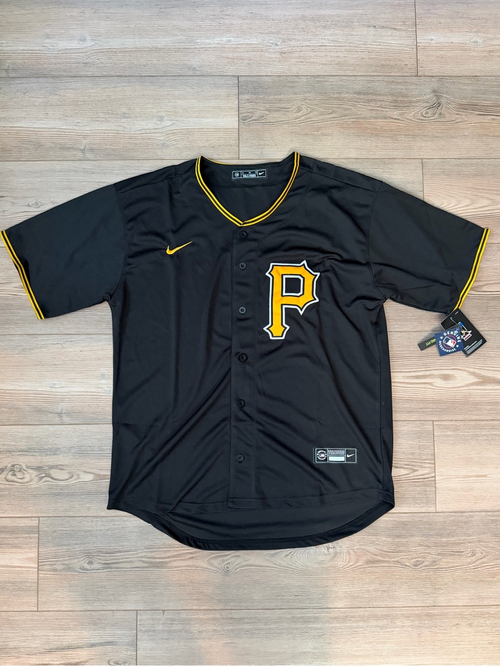 Nike Black & Gold Baseball Jersey with P Patch